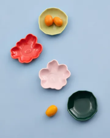 Πιάτο Unikko & kivet shape, 4 τεμάχια - Pink-pear-red-dark green - Marimekko