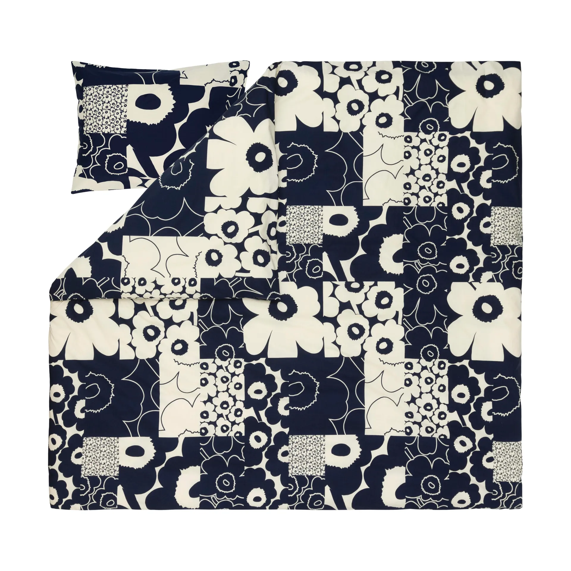 Unikko kollaasi παπλωματοθήκη 240x220 cm, Off-white-dark blue Marimekko