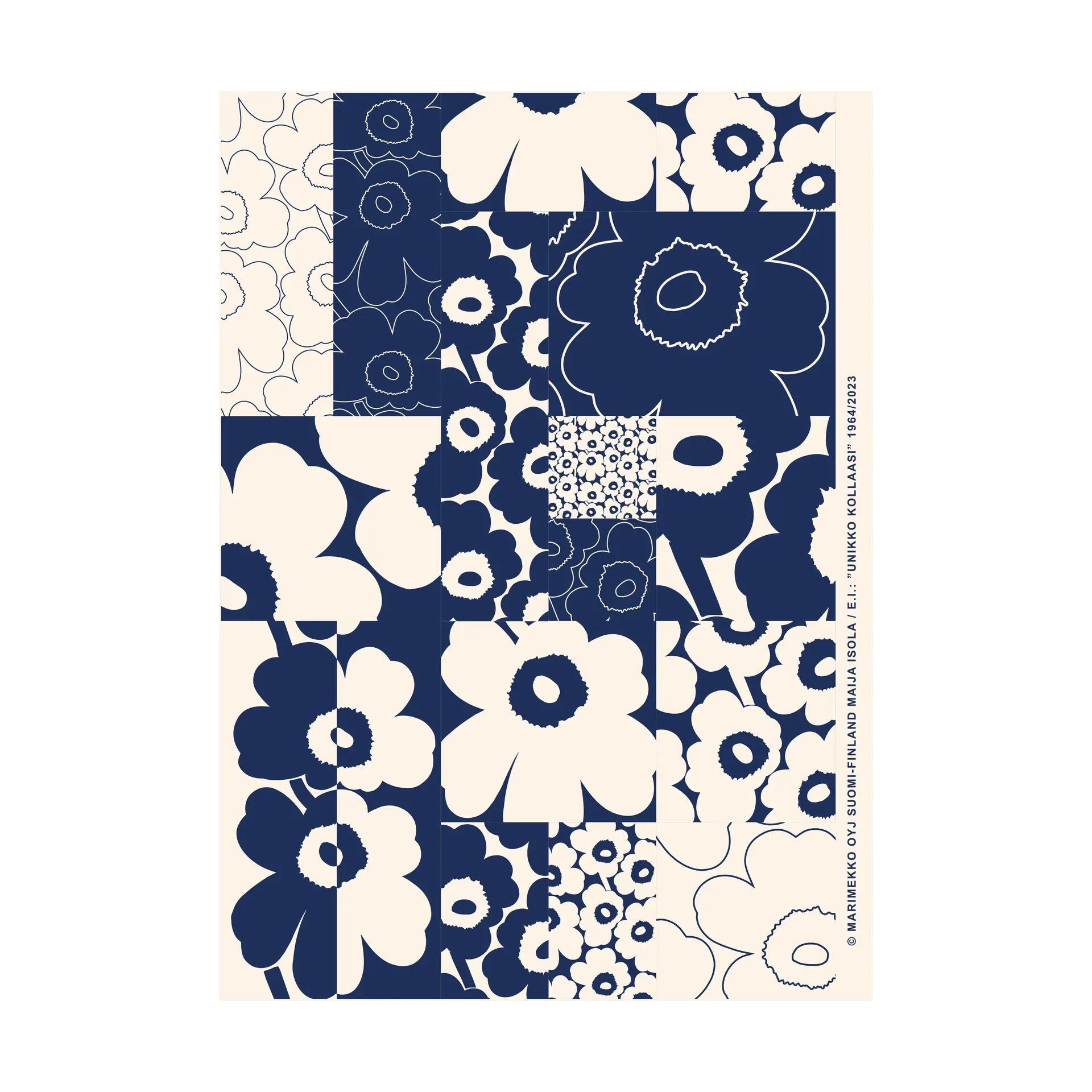 Αφίσα Unikko kollaasi 50x70 cm, Off-white-dark blue Marimekko
