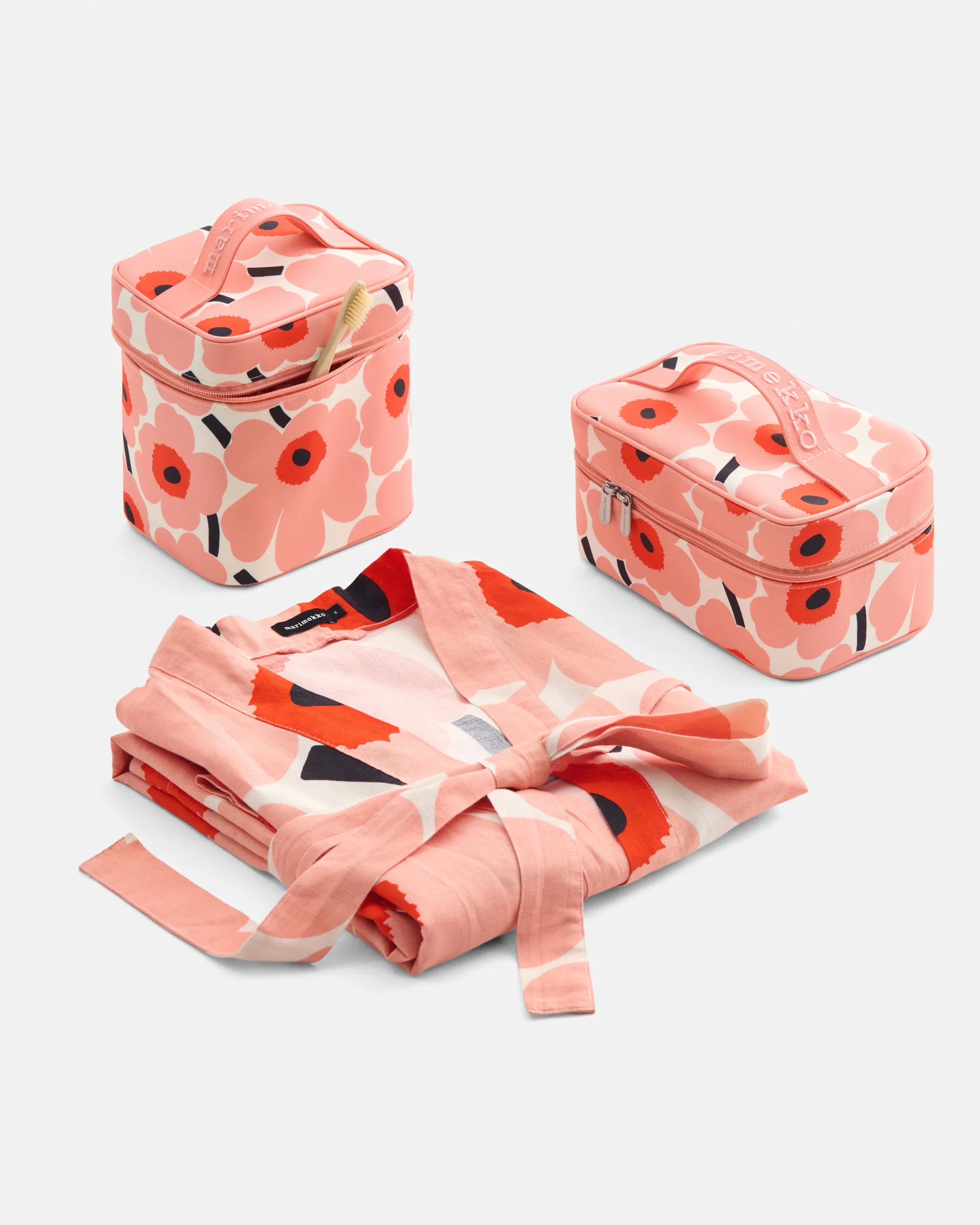 Unikko μπουρνούζι L/XL, Off white-coral-orange red-charcoal Marimekko