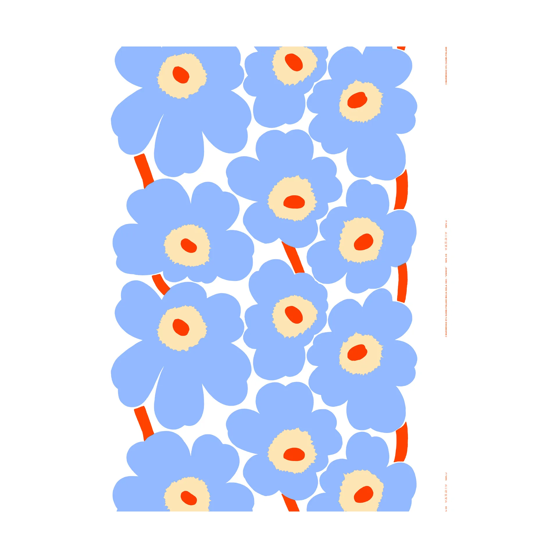 Unikko ύφασμα, Natural white-light blue-orange Marimekko