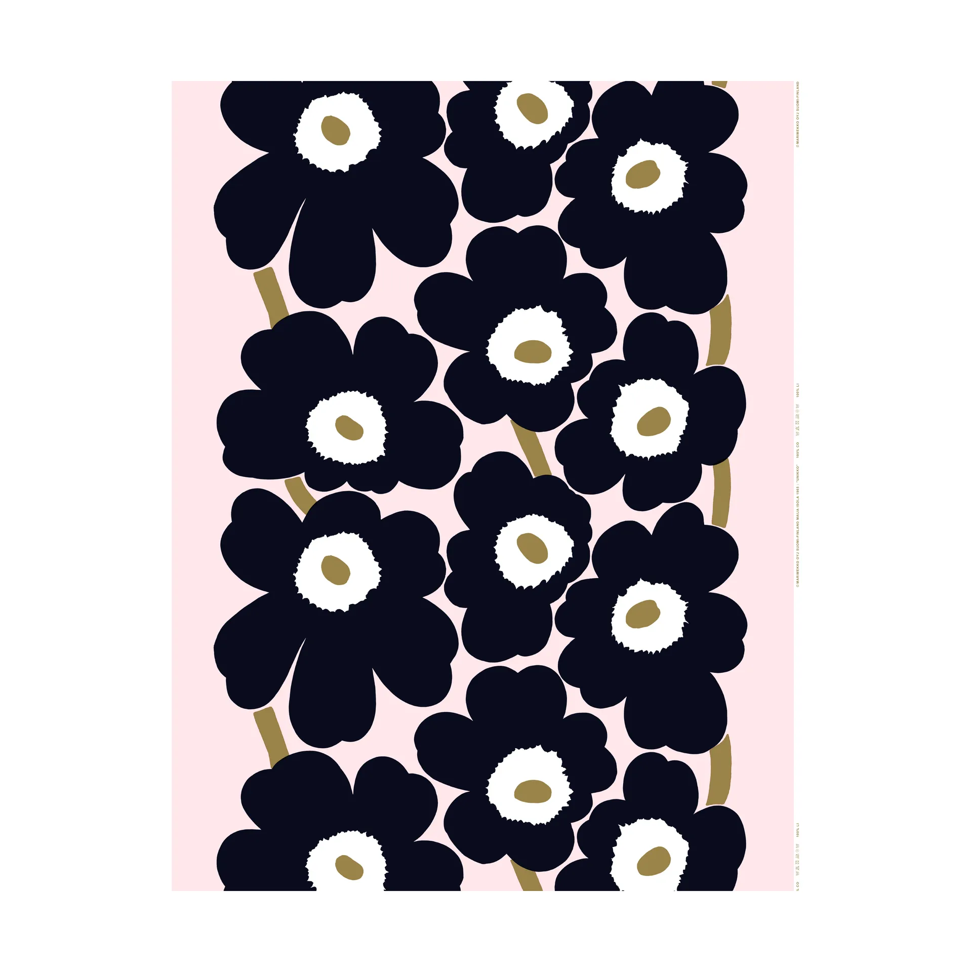 Unikko ύφασμα, Pink-charcoal-light brown Marimekko