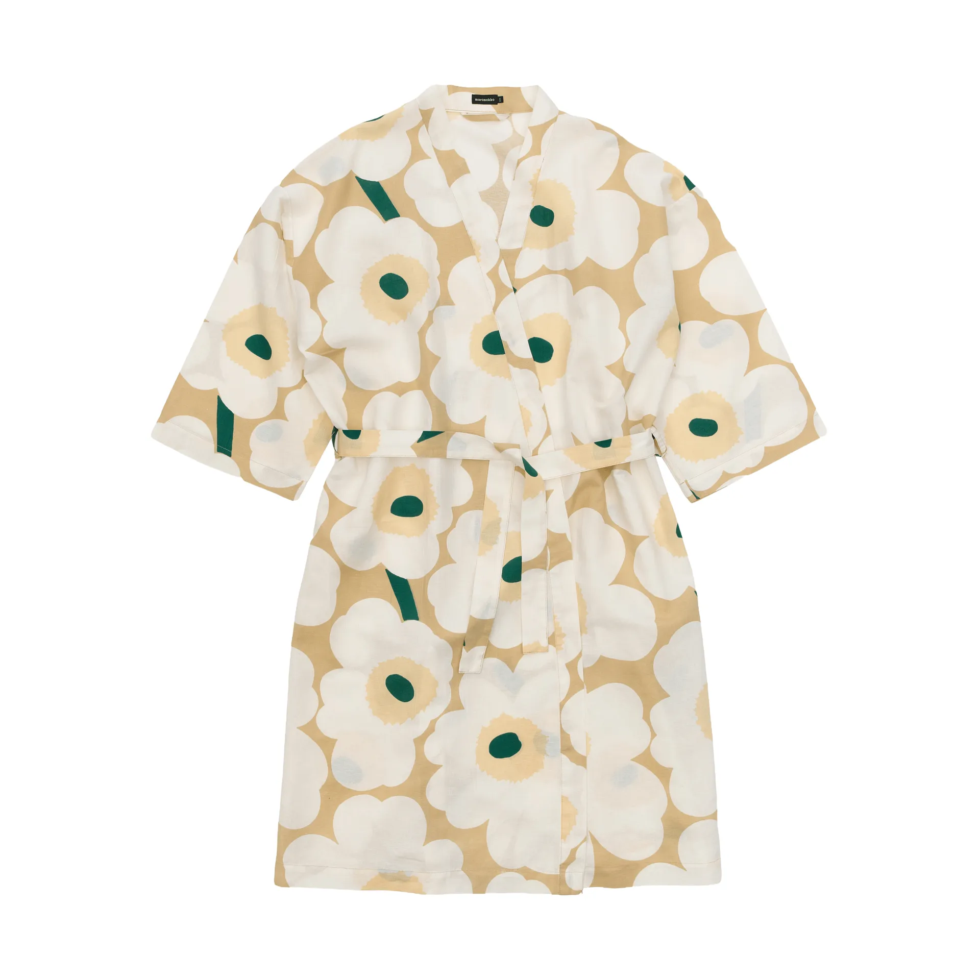 Unikko μπουρνούζι S/M, Sand-off white-hay-emerald Marimekko