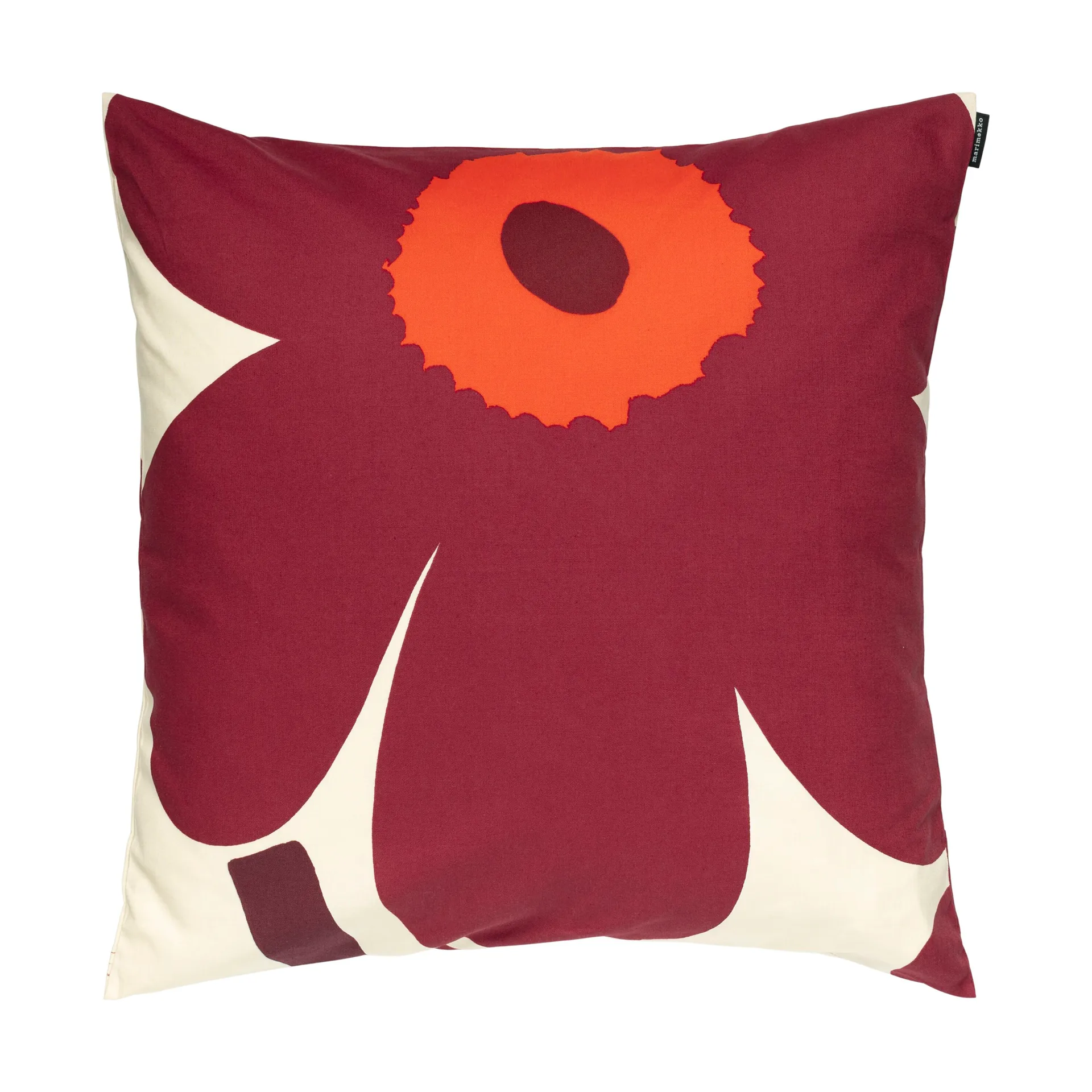 Unikko λινό ύφασμα, Vanilla-burgundy-red Marimekko