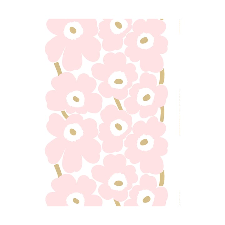 Unikko σατέν ύφασμα - White-Light pink-gold - Marimekko