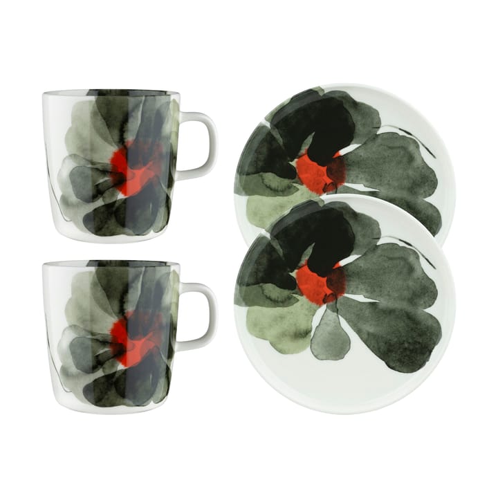 Σετ πρωινού Valssi 4 τεμάχια - White-forest green-tomato red - Marimekko