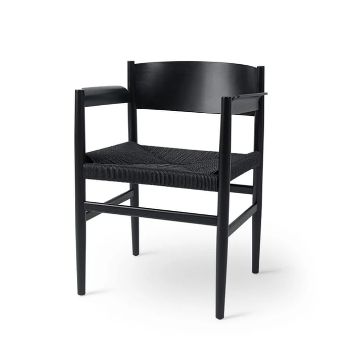 Καρέκλα με μπράτσα, Nestor - οξιά χρωματισμένη μαύρη, μαύρο κάθισμα - Mater