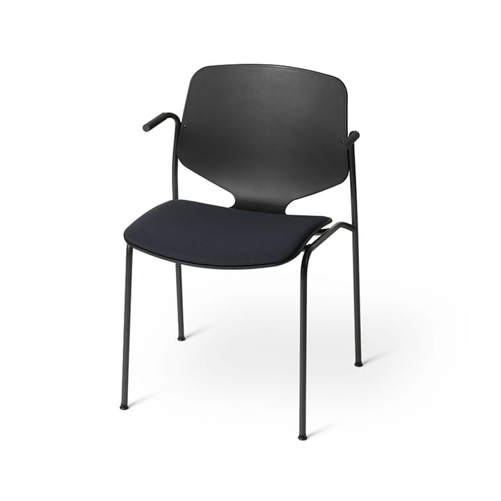 Καρέκλα με μπράτσα, Nova Sea - Ύφασμα μαύρο cura 60111, μαύρη ατσάλινη βάση - Mater