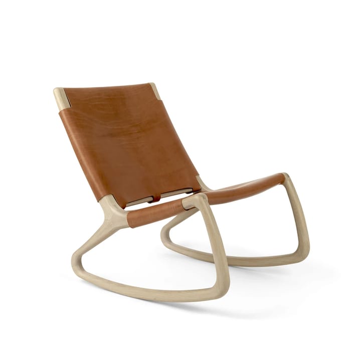 Κουνιστή καρέκλα, Rocker - δέρμα στο χρώμα του ουίσκι, βάση από δρυ με ματ λάκα - Mater