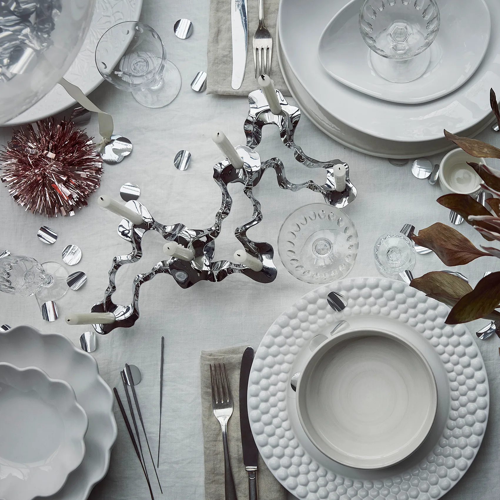 Bubbles πιάτο 28 cm, Λευκό Mateus