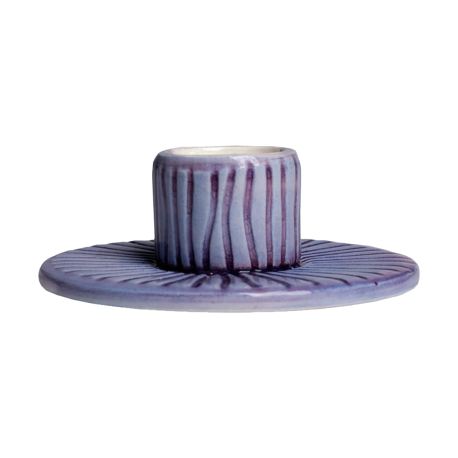 Stripes candle sticks Ø8 εκ, Βιολετί Mateus