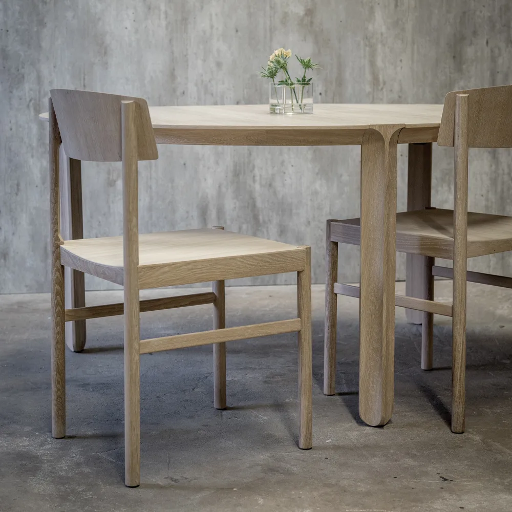 Amor τραπεζαρία στρογγυλή, δρυς λευκή πιγμέντο, σκληρό κερί-λάδι Mavis