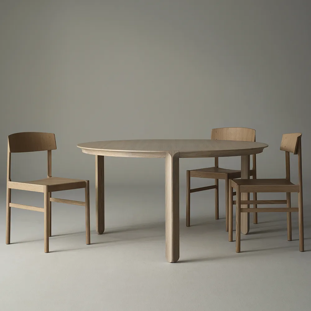 Amor τραπεζαρία στρογγυλή, δρυς λευκή πιγμέντο, σκληρό κερί-λάδι Mavis