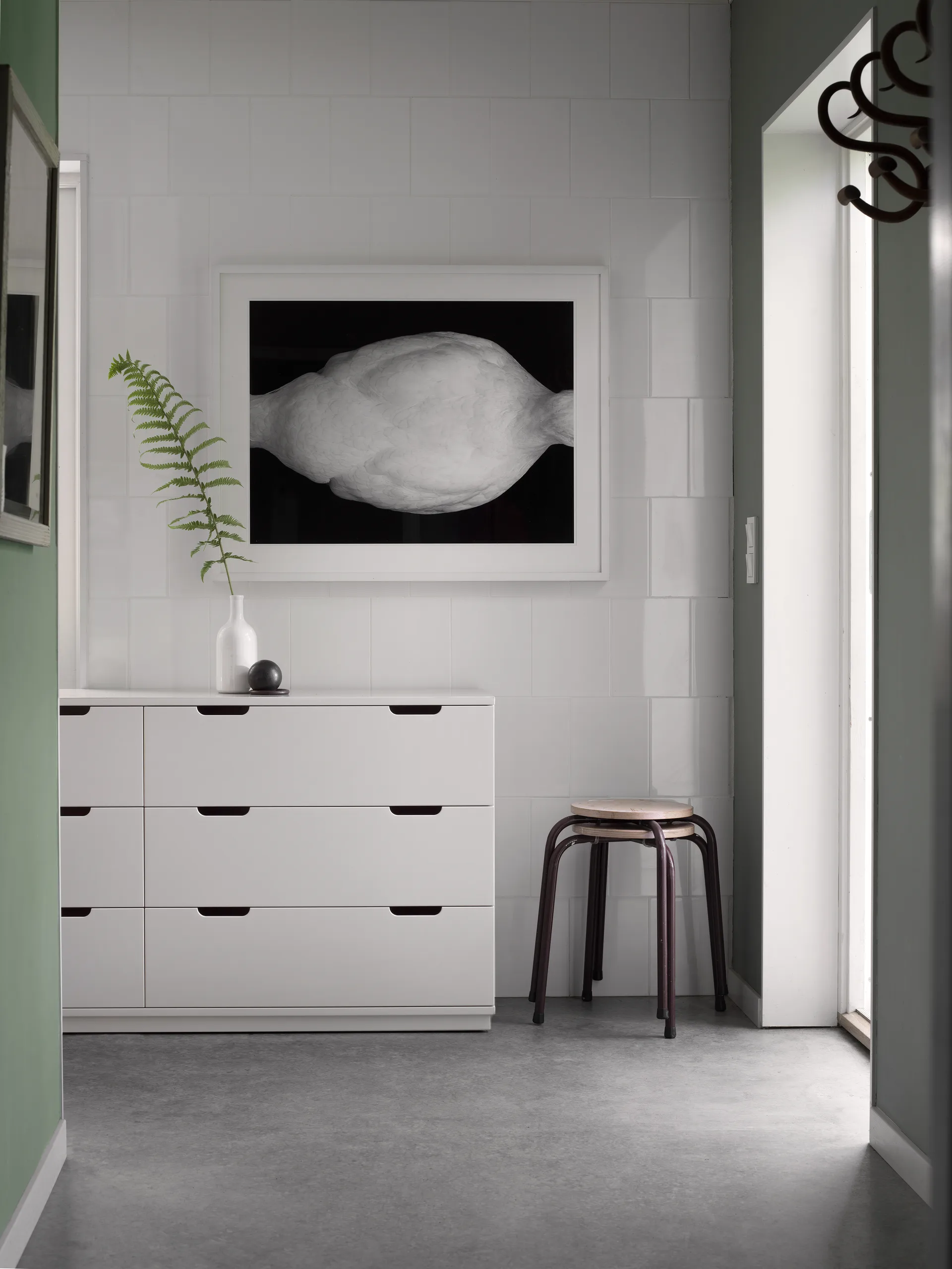 Aoko συρταριέρα διπλή 6 συρτάρια, Λευκό βερνίκι Mavis