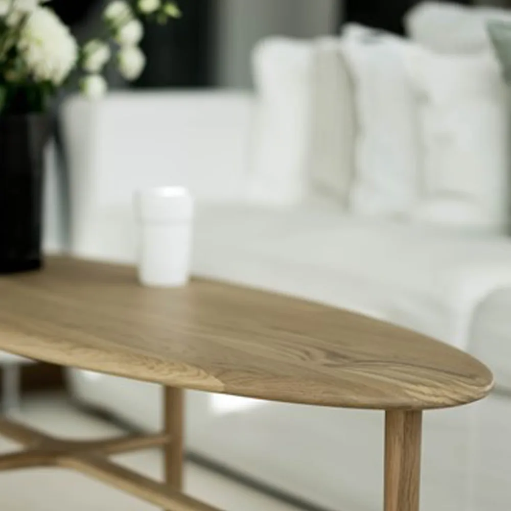 Crest τραπεζάκι σαλονιού οβάλ, Δρυς λευκή διάφανη λάκα, οβάλ Mavis