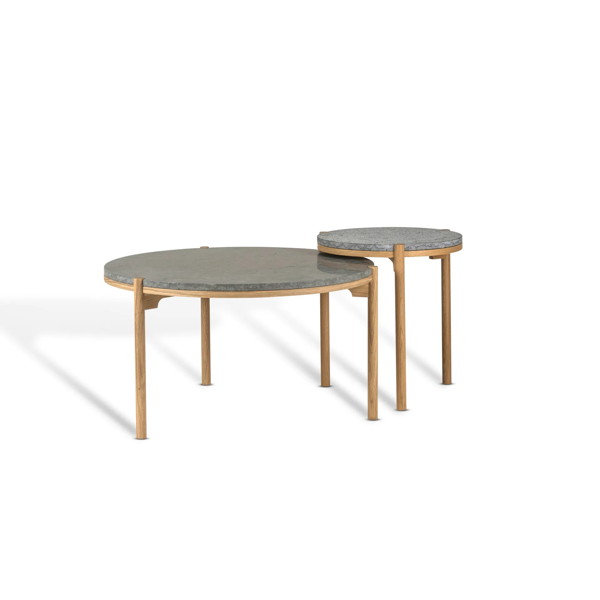 Dondo τραπεζάκι σαλονιού λευκά επιχρισμένη δρυς Ø45 cm, Επεξεργασμένος ασβεστόλιθος Mavis