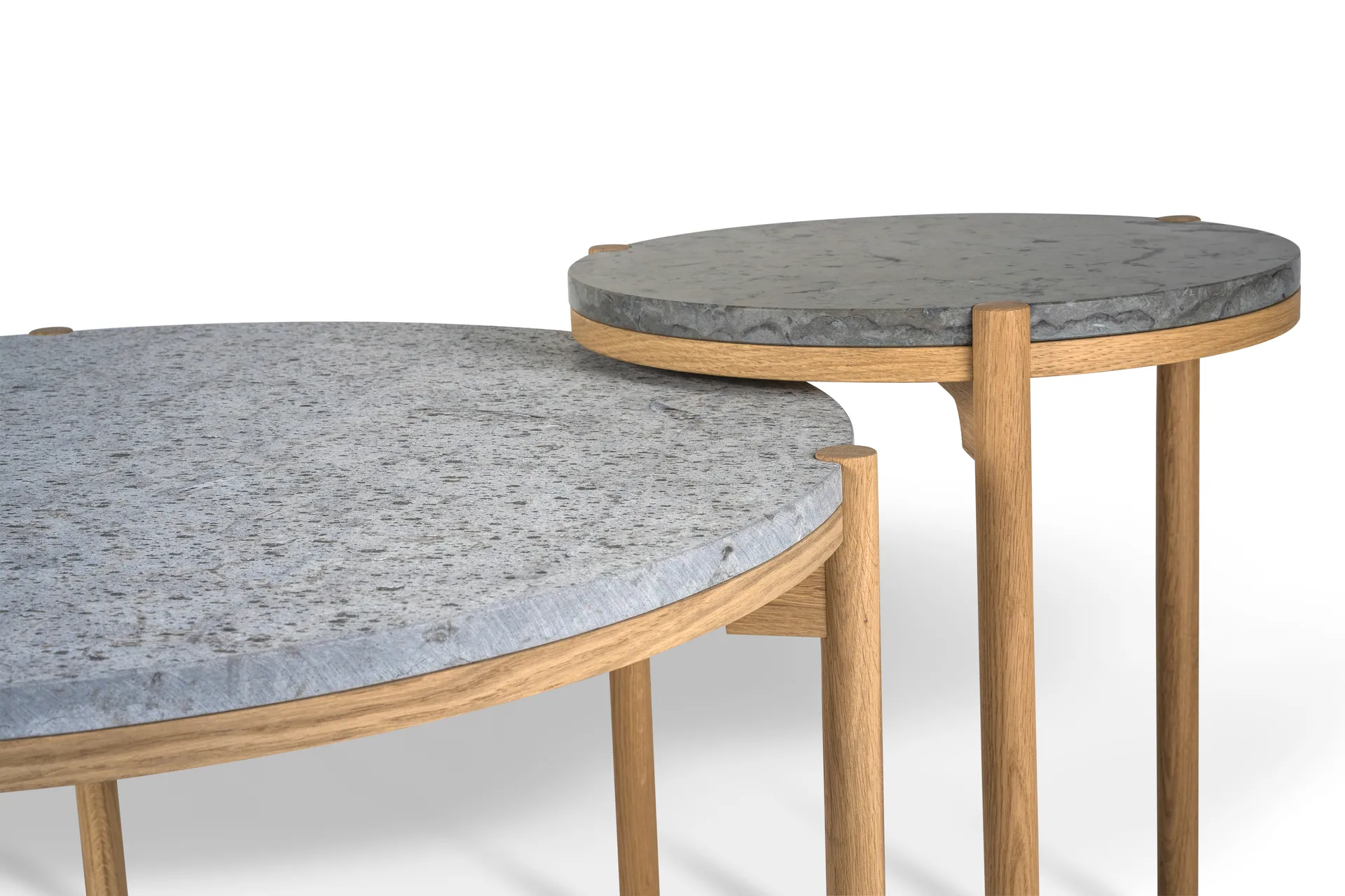 Dondo τραπεζάκι σαλονιού λευκά επιχρισμένη δρυς Ø80 cm, Επεξεργασμένος ασβεστόλιθος Mavis