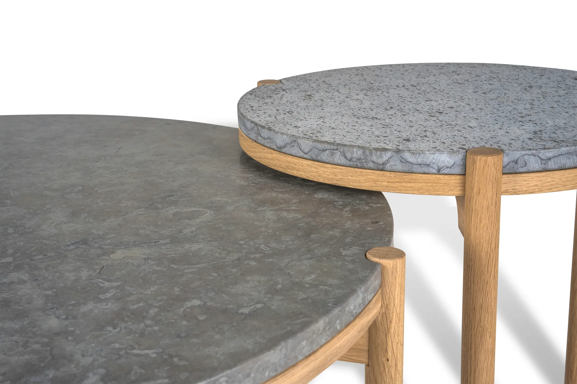 Dondo τραπεζάκι σαλονιού λευκά επιχρισμένη δρυς Ø80 cm, Λειασμένος ασβεστόλιθος Mavis