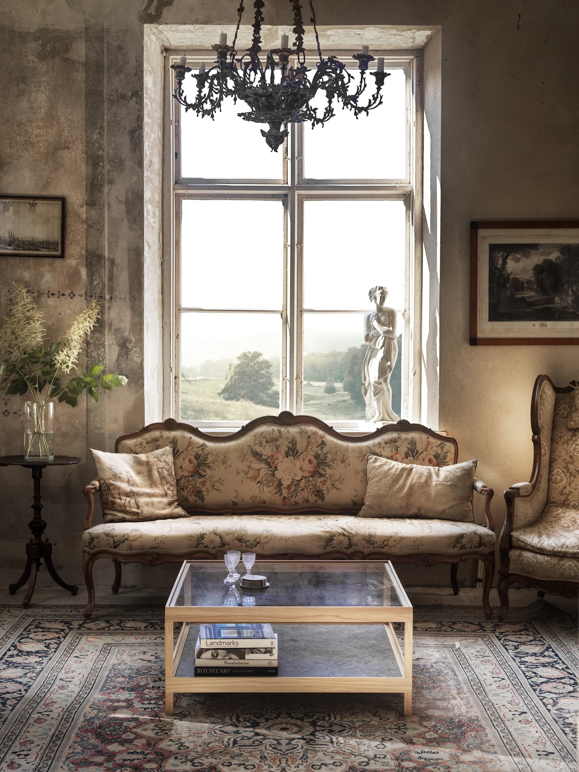 Ima τραπεζάκι σαλονιού 90x90 cm, Δρυς λευκή ματ λάκα – ασβεστόλιθος Mavis