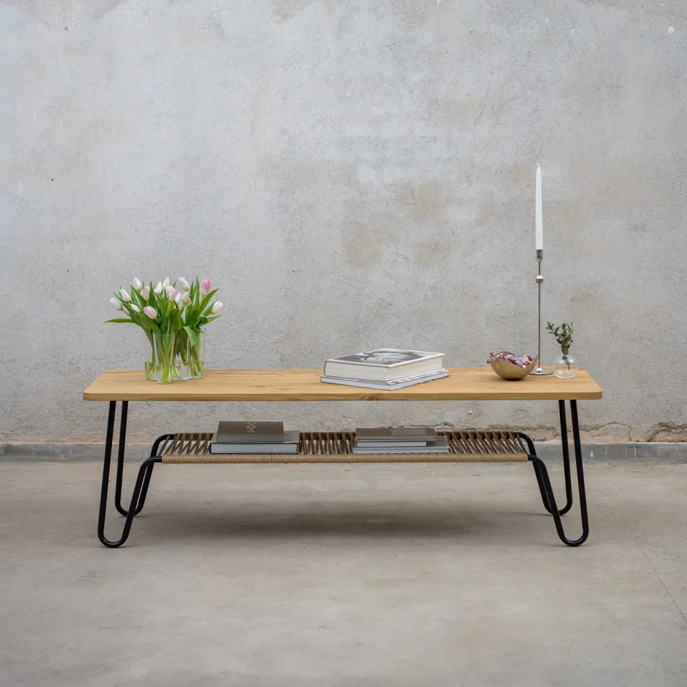 Marcel τραπεζάκι σαλονιού, Δρυς ρουστίκ σαπωνοποιημένη, 140x50 Mavis