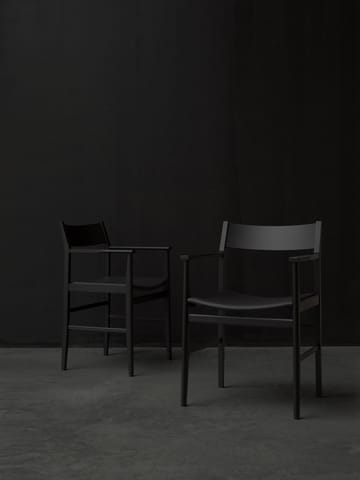 Siza καρέκλα με μπράτσα - Φτελιά μαύρη λουστραρισμένη – δερμάτινο κάθισμα - Mavis