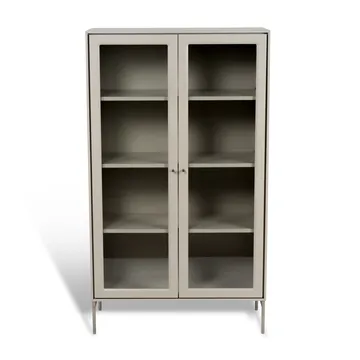Volt βιτρίνα 130 cm beige - Λεπτομέρειες σε ανοξείδωτο ατσάλι - Mavis