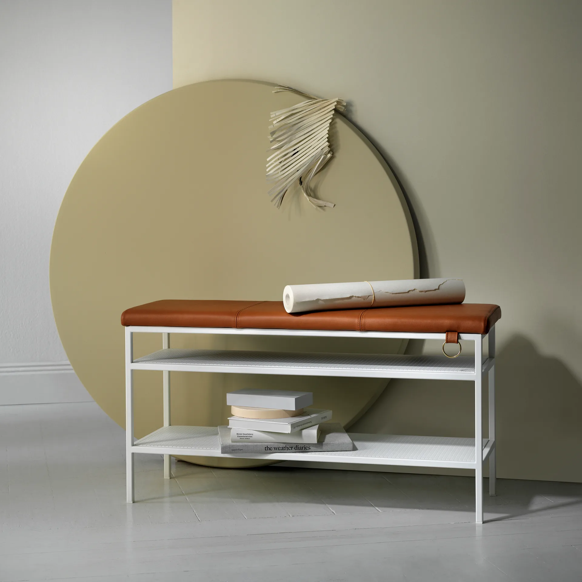 Nancy ράφι για παπούτσια, Λευκό-Κονιάκ Maze