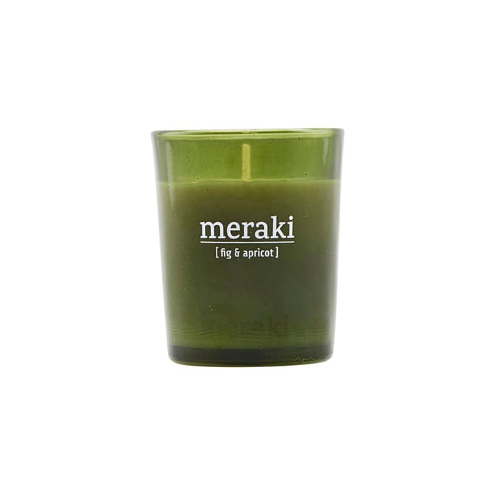 Meraki αρωματικό κερί πράσινο γυαλί 12 ώρες - σύκο-βερύκοκο - Meraki
