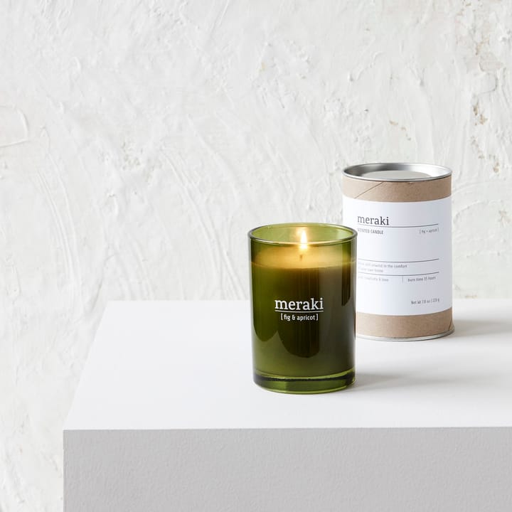 Meraki scented candle green glass 35 timmar, σύκο-βερύκοκο Meraki