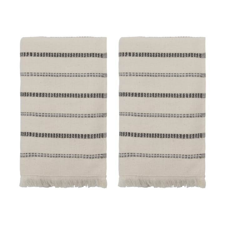 True πετσέτες χεριών 2 τεμ. - Off-White-μαύρο, 50x100 cm - Meraki