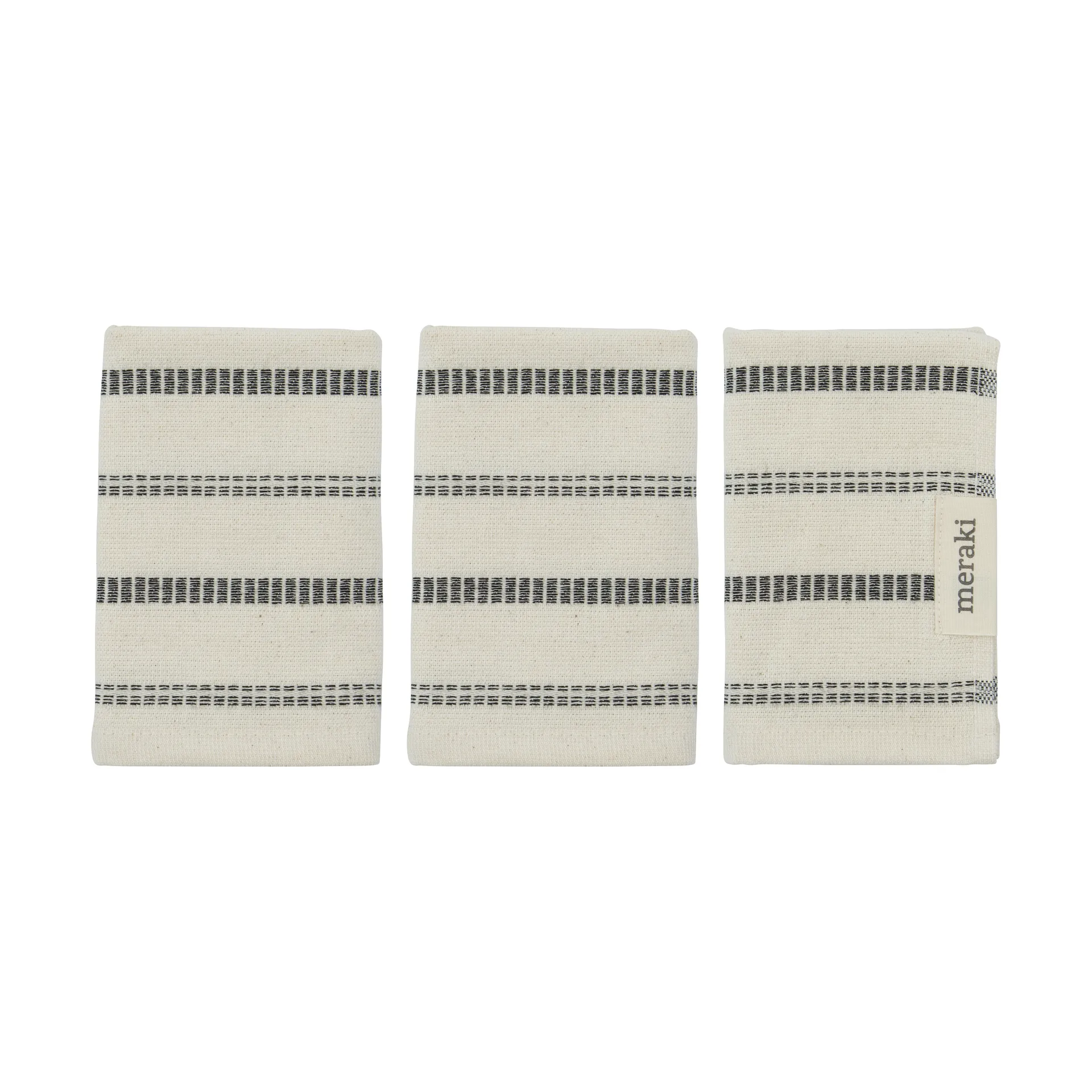 True πετσέτες προσώπου 3 τεμ., Off-White-μαύρο Meraki