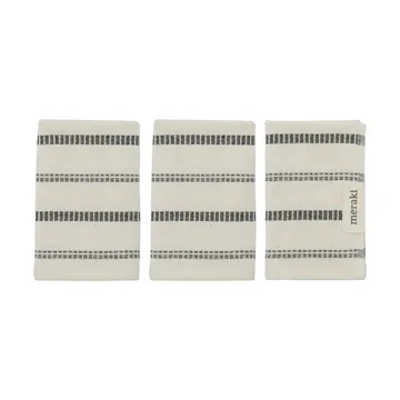 True πετσέτες προσώπου 3 τεμ. - Off-White-μαύρο - Meraki