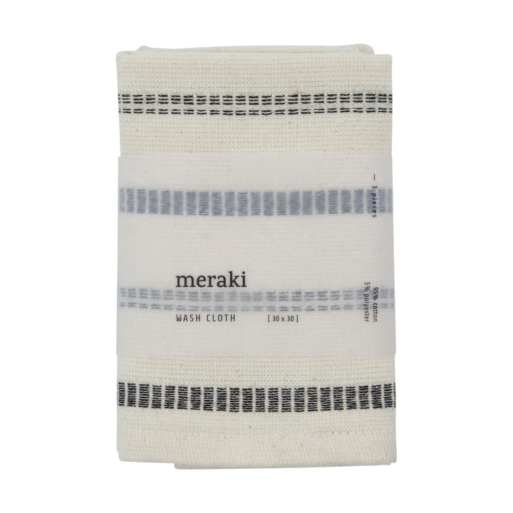 True πετσέτες προσώπου 3 τεμ., Off-White-μαύρο Meraki