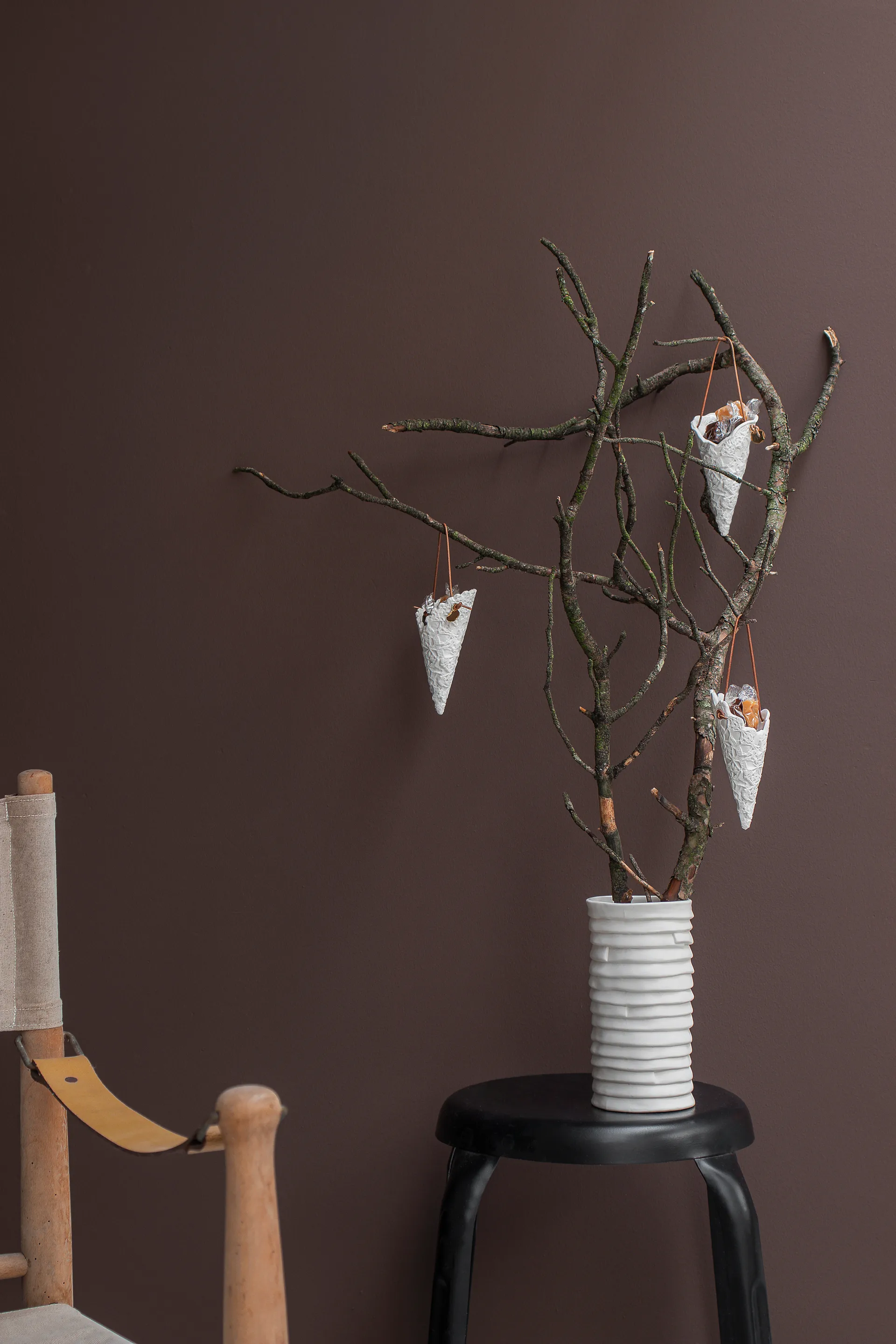 Δαντέλα Χριστουγεννιάτικο χωνάκι, 2 τεμ., Υπόλευκο Mette Ditmer