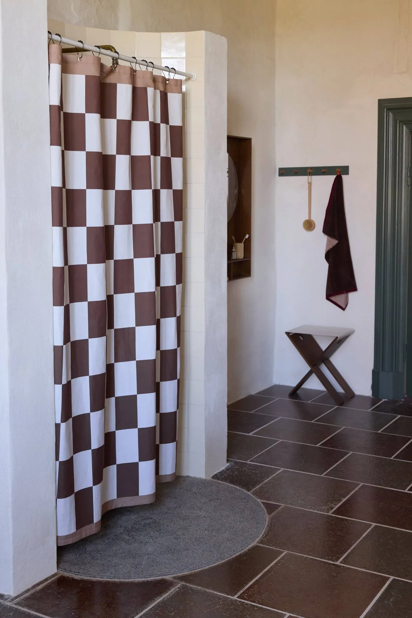 Retro κουρτίνα μπάνιου 150x200 εκ., Καφέ Mette Ditmer