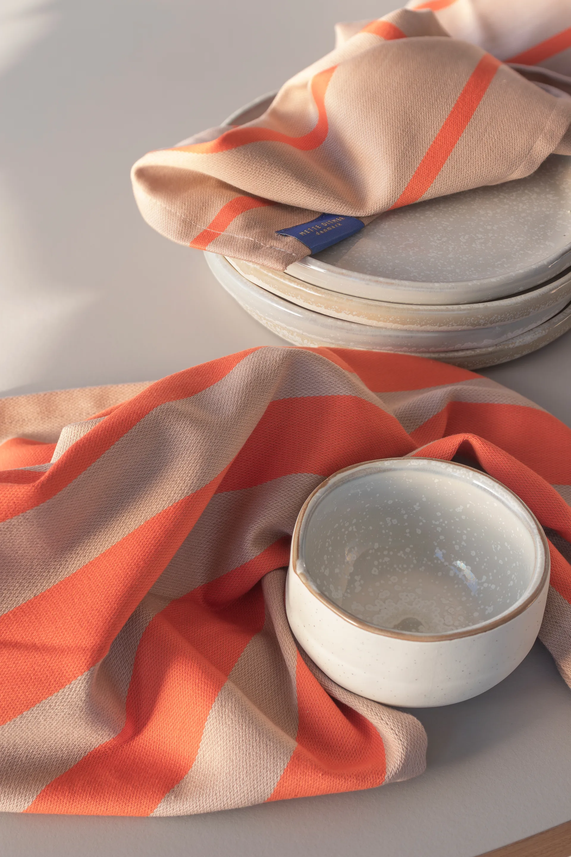 Πανί πιάτων Stripes 33x33 cm σετ 2 τεμαχίων, Latte Mette Ditmer