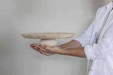 Travertin βάθρο - Linen, Ø32x8,5 cm - Mette Ditmer