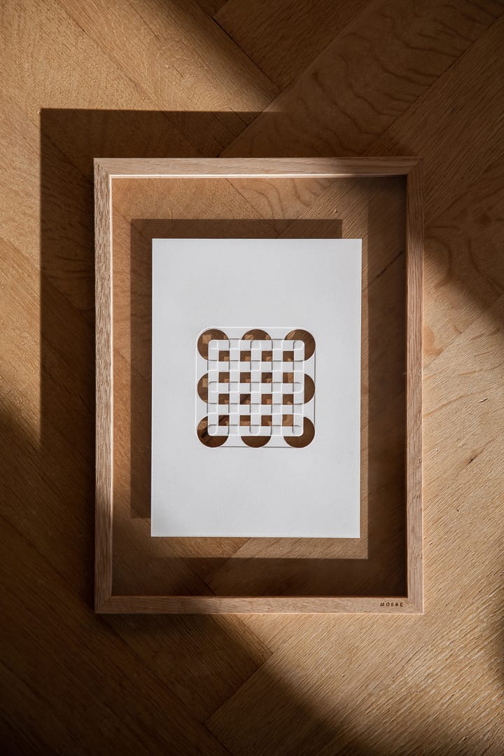 Ανάγλυφο έργο τέχνης με κύκλους και τετράγωνα 21x29,7 εκ - Υπόλευκο - MOEBE