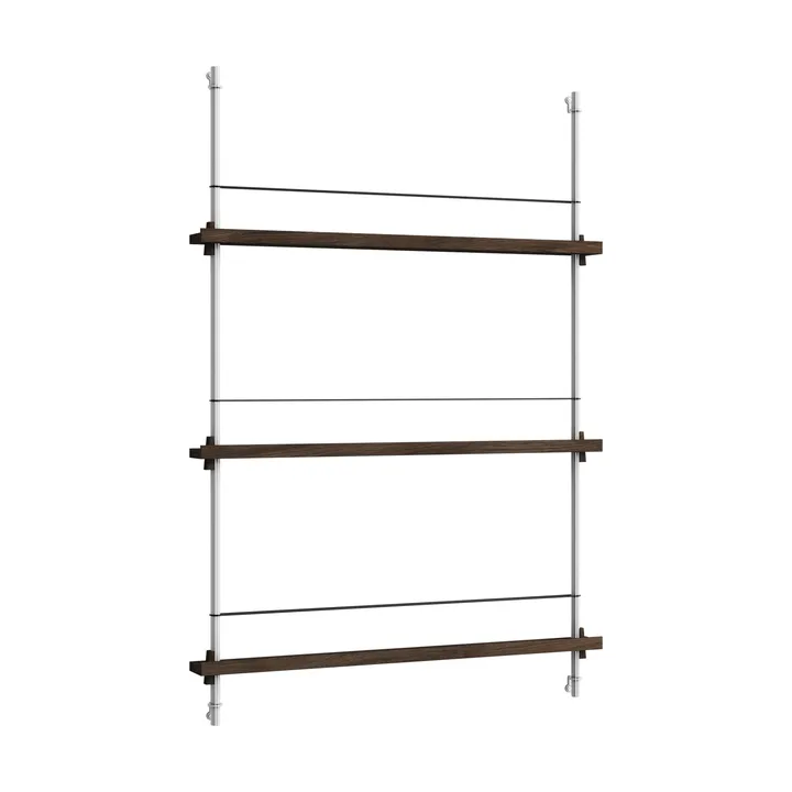 Magazine Shelving επιτοίχια θήκη περιοδικών - Καπνισμένη δρυς-ανοξείδωτος χάλυβας, 85x115x7 cm, MS.115.1 - MOEBE