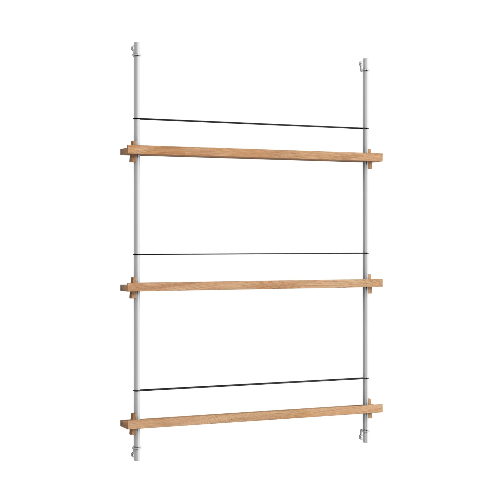 Magazine Shelving επιτοίχια θήκη περιοδικών, Δρυς-ανοξείδωτος χάλυβας, 85x115x7 εκ., MS.115.1 MOEBE