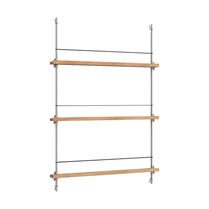 Magazine Shelving επιτοίχια θήκη περιοδικών - Δρυς-ανοξείδωτος χάλυβας, 85x115x7 εκ., MS.115.1 - MOEBE
