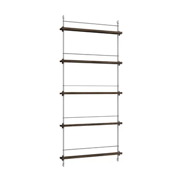Magazine Shelving επιτοίχια θήκη περιοδικών - Καπνισμένη δρυς-ανοξείδωτος χάλυβας, 85x180x7 cm, MS.180.1 - MOEBE
