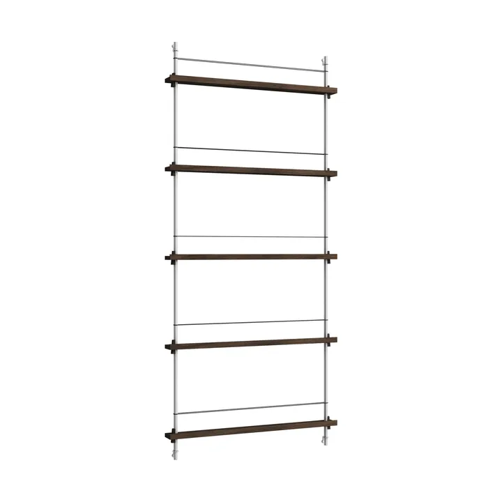 Magazine Shelving επιτοίχια θήκη περιοδικών - Καπνισμένη δρυς-ανοξείδωτος χάλυβας, 85x180x7 cm, MS.180.1 - MOEBE