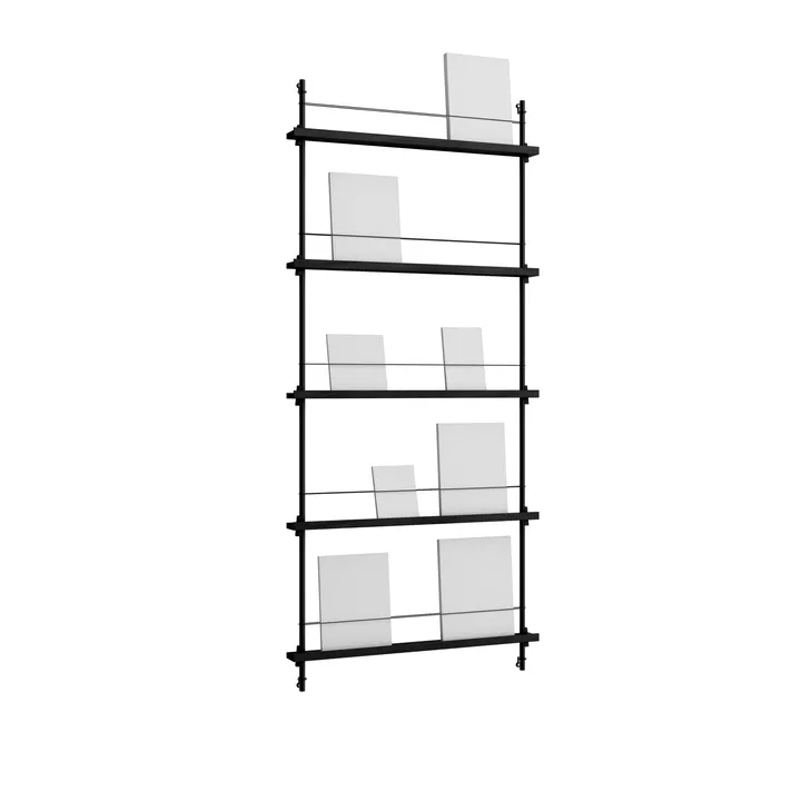 Magazine Shelving επιτοίχια θήκη περιοδικών - Μαύρο, 85x180x7 εκ., MS.180.1 - MOEBE