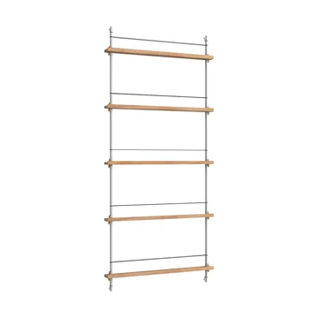 Magazine Shelving επιτοίχια θήκη περιοδικών - Δρυς-ανοξείδωτος χάλυβας, 85x180x7 εκ., MS.180.1 - MOEBE