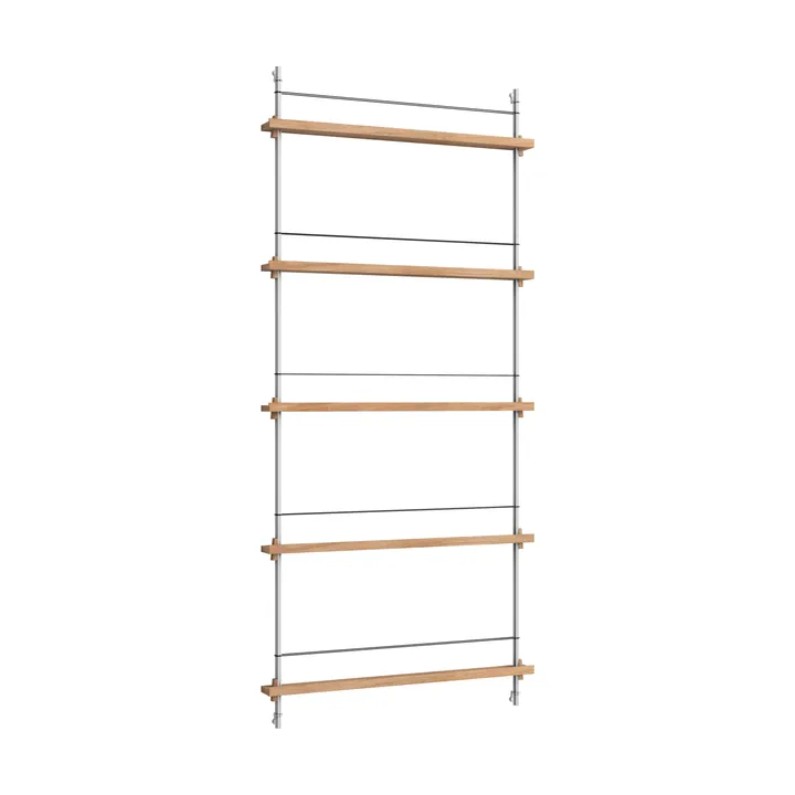Magazine Shelving επιτοίχια θήκη περιοδικών - Δρυς-ανοξείδωτος χάλυβας, 85x180x7 εκ., MS.180.1 - MOEBE