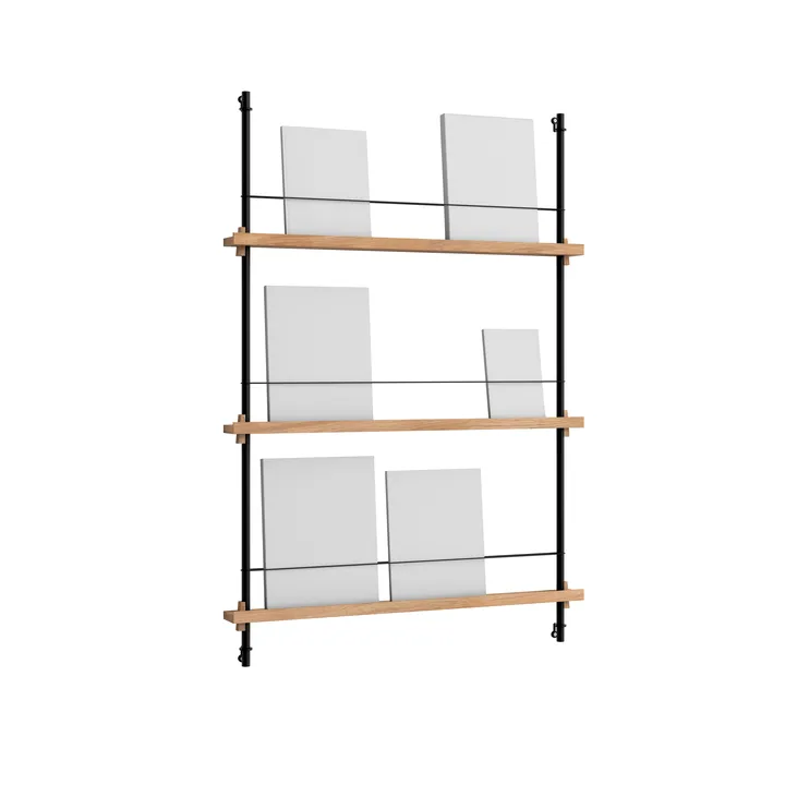 Magazine Shelving επιτοίχια θήκη περιοδικών - Δρυς-black, 85x115x7 cm, MS.115.1 - MOEBE