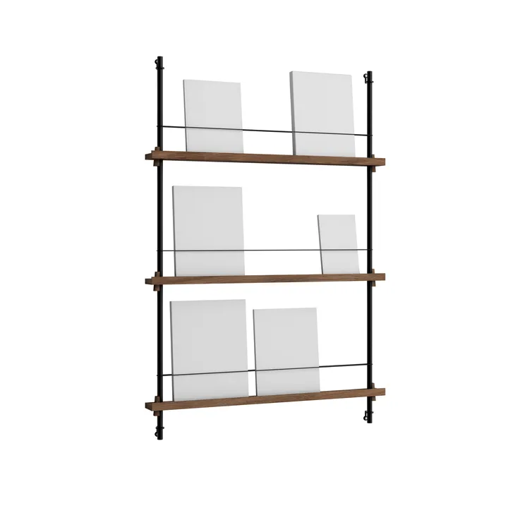 Magazine Shelving επιτοίχια θήκη περιοδικών - Καπνισμένη δρυς-black, 85x115x7 cm, MS.115.1 - MOEBE