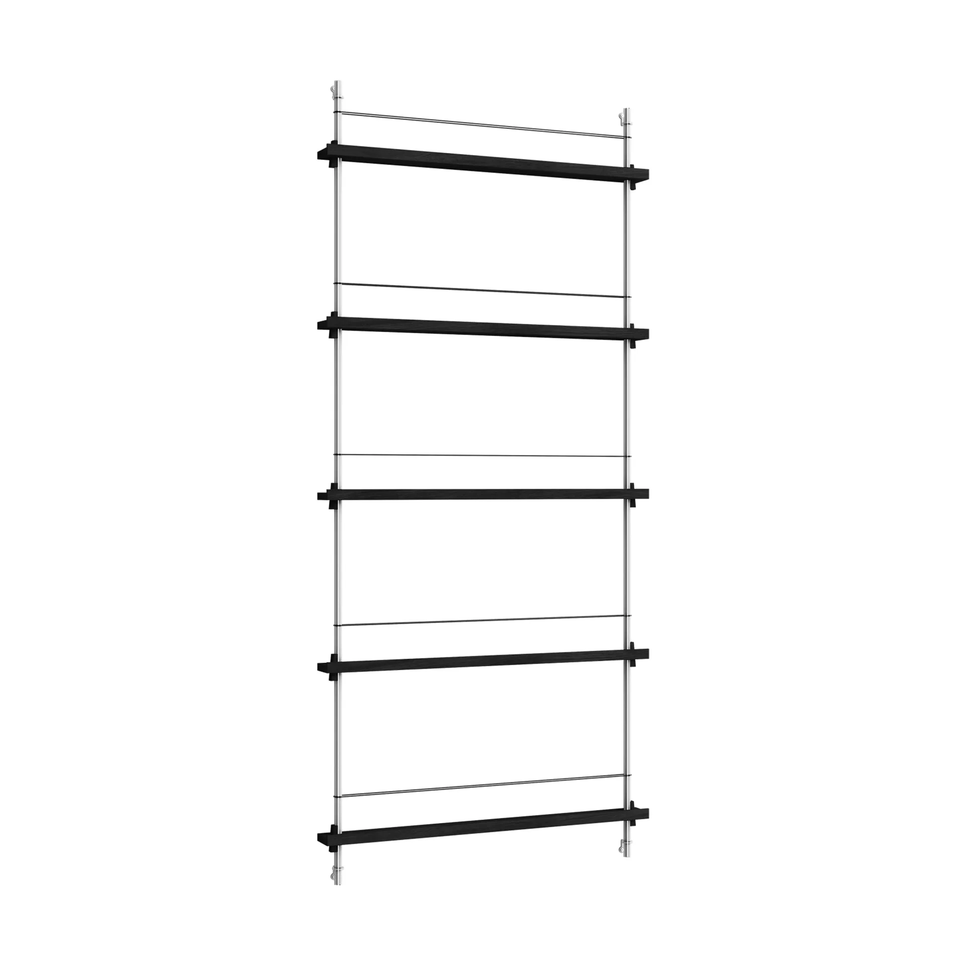 Magazine Shelving επιτοίχια θήκη περιοδικών, Black-ανοξείδωτο ατσάλι, 85x180x7 cm, MS.180.1 MOEBE