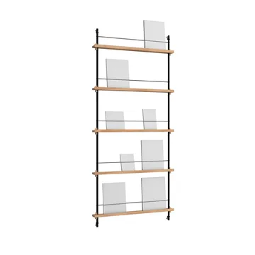 Magazine Shelving επιτοίχια θήκη περιοδικών - Δρυς-black, 85x180x7 cm, MS.180.1 - MOEBE